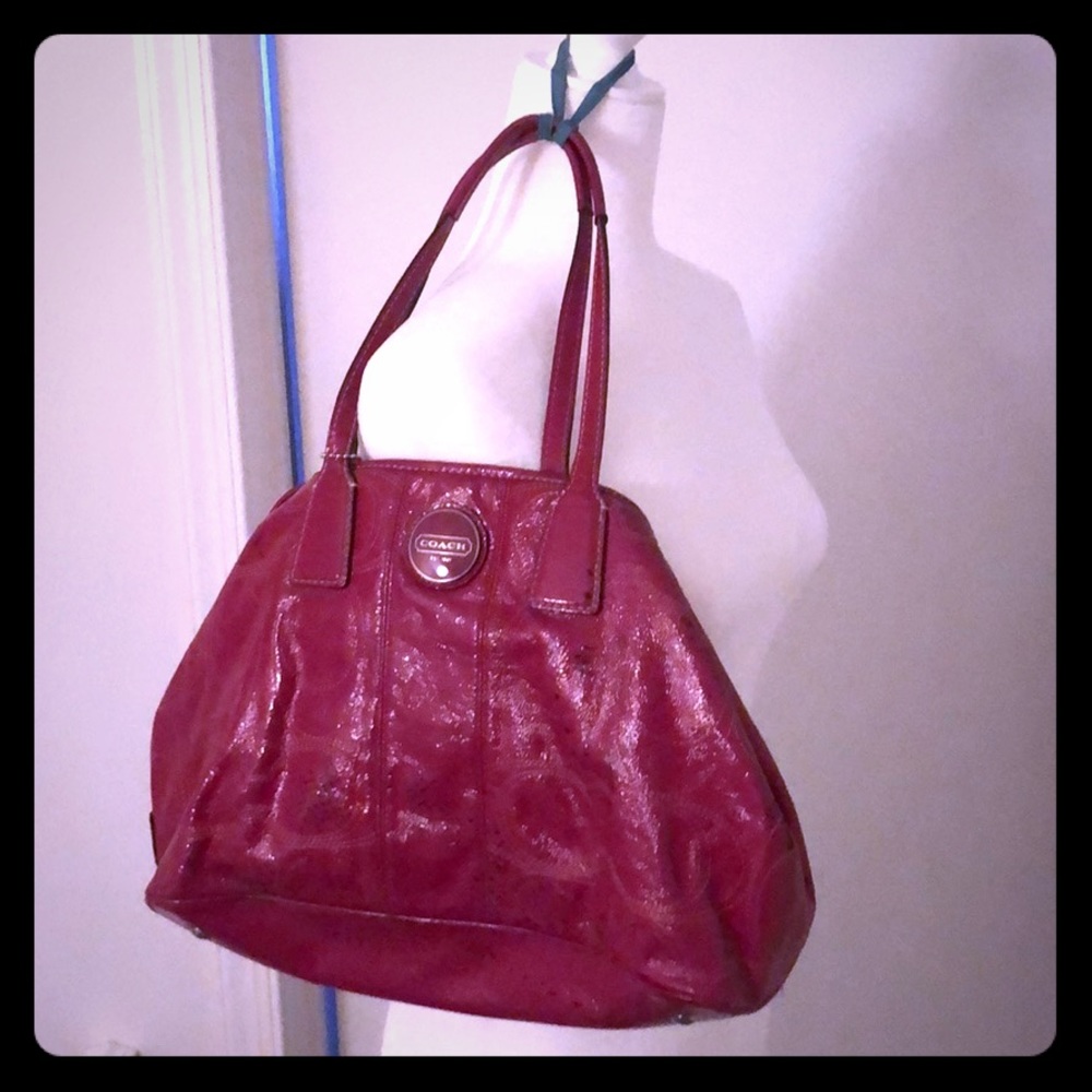 Hot pink patent leather coach bag
